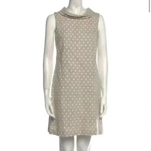 Vintage marily anselm designed for Hobbs dress size 10 tan linen w/ polka dots